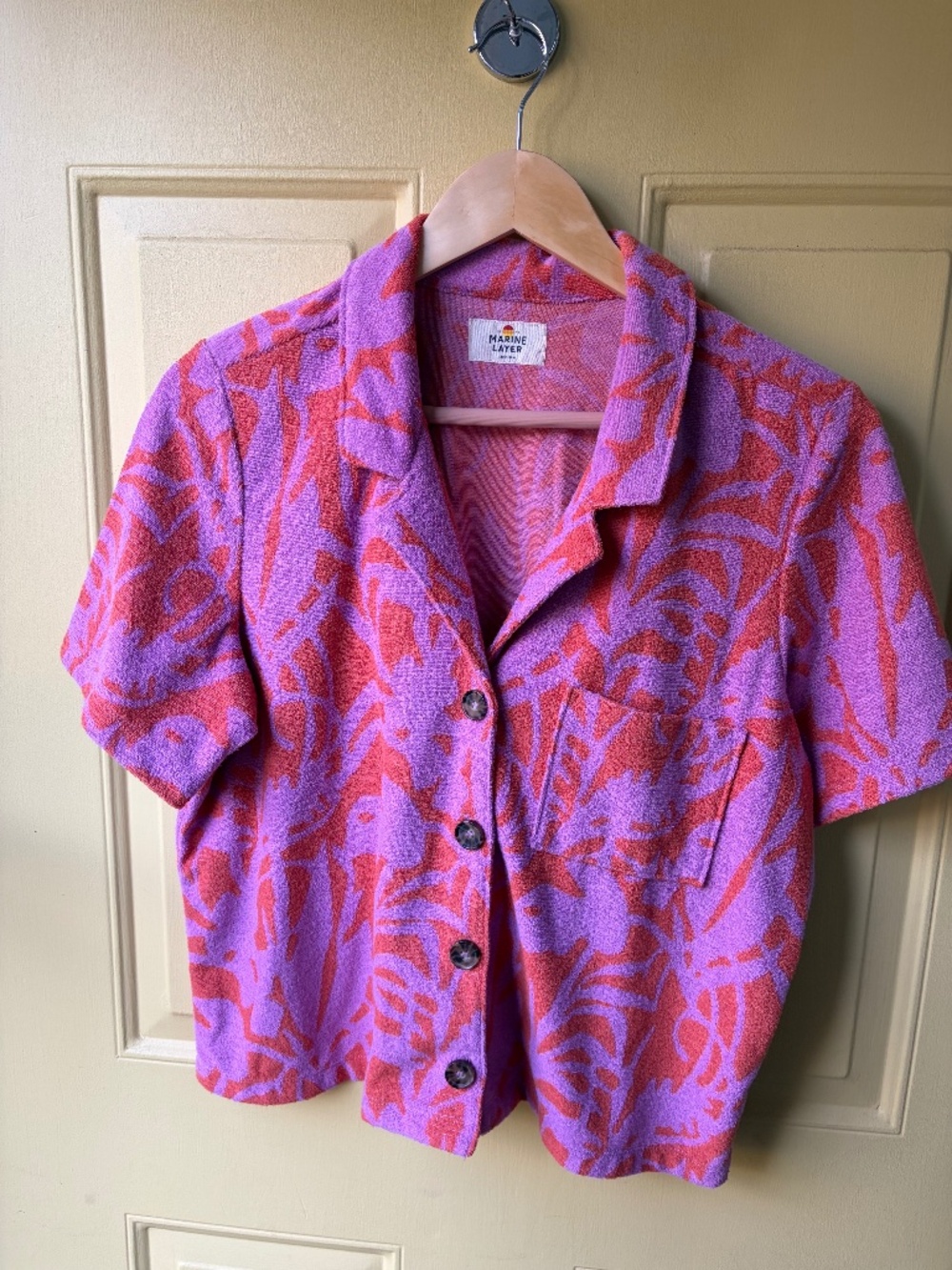 Marine Layer terry button up resort shirt